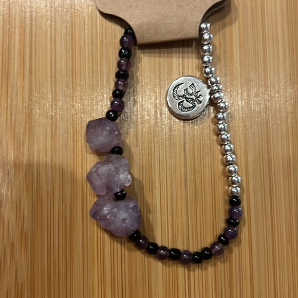 A+++ Graded Amethyst, Black Onyx and .925 Tibetan Silver Bracelet - Picture 4 of 4